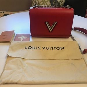 Louis Vuitton Red Twist EPI bag Leather, silver